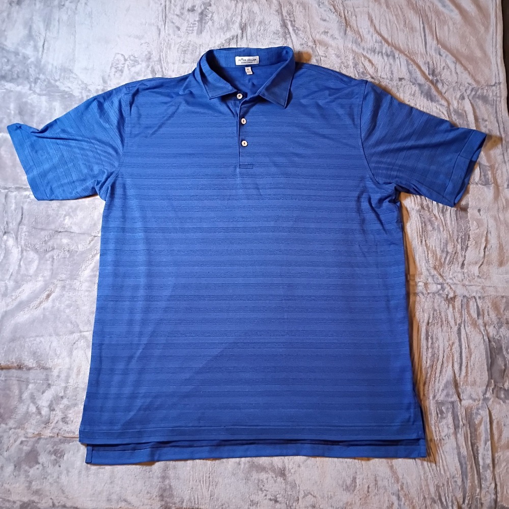 Peter Millar Summer Comfort Mens XL Blue Heathered Stripe Golf Polo MF20EK23S